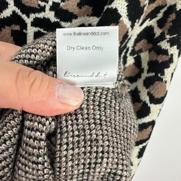 Line & Dot Leopard Sweater Women L Mock Neck Balloon Sleeve Animal Print Chic - Picture 6 of 7